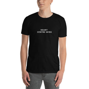 "HEART CENTRE WINS" - Black Short-Sleeve Unisex T-Shirt